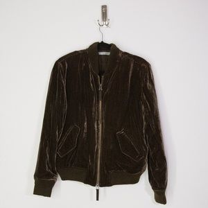 Vince Brown Velvet Bomber Jacket Sz M